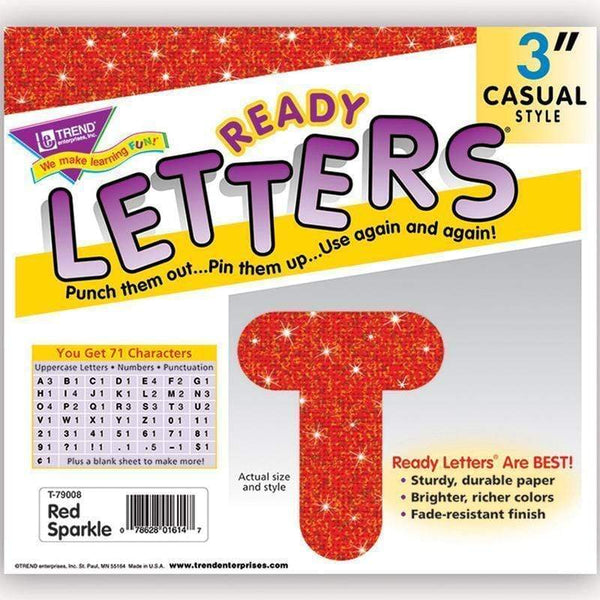 Learning Materials Ready Letters 3 Casual Red Sparkle TREND ENTERPRISES INC.