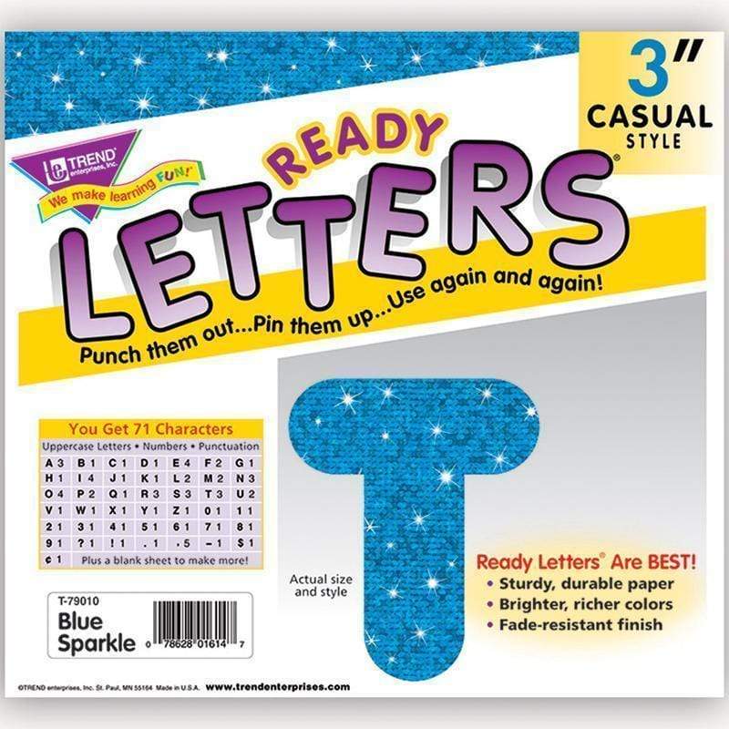 Learning Materials Ready Letters 3 Inch Casual Blue TREND ENTERPRISES INC.