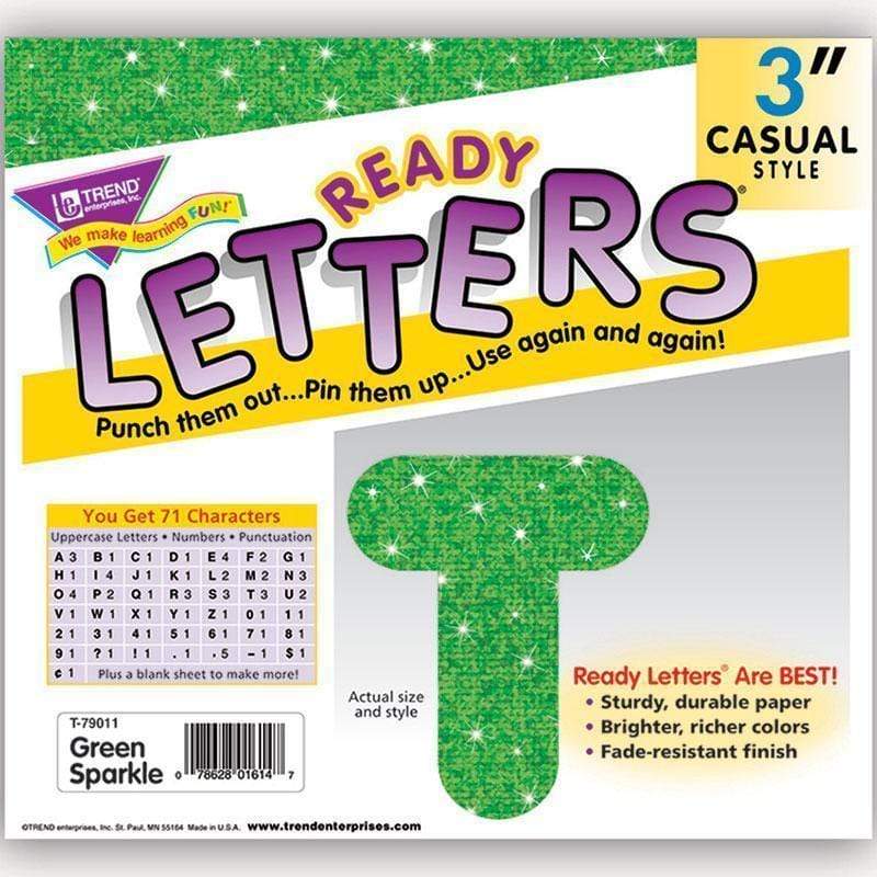 Learning Materials Ready Letters 3 Inch Casual Green TREND ENTERPRISES INC.