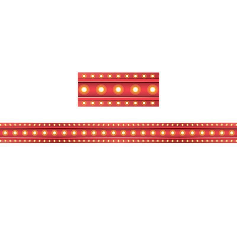 Learning Materials Red Marquee Straight Border Trim TEACHER CREATED RESOURCES