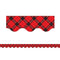 Learning Materials Red Plaid Scalloped Border Trim TEACHER CREATED RESOURCES