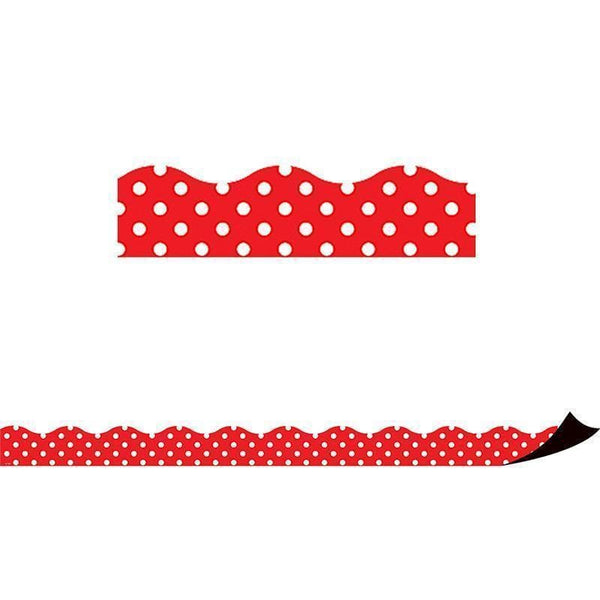 Learning Materials Red Polka Dots Magnetic Border TEACHER CREATED RESOURCES