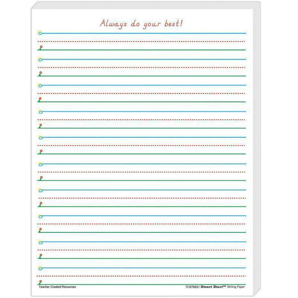 Learning Materials Smart Start 1 2 Writing Paper 100 TEACHER CREATED RESOURCES