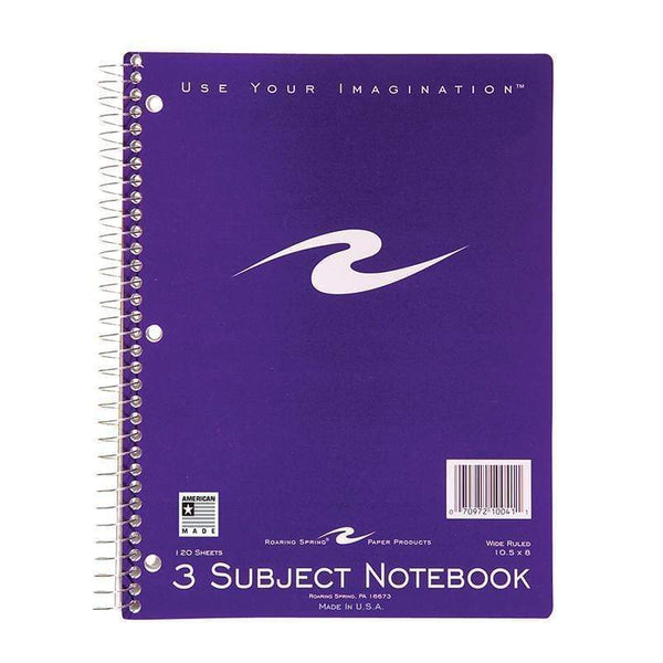 Learning Materials Spiral Notebook 3 Subject 120 Pages ROARING SPRING PAPER PRODUCTS