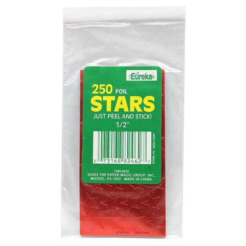 Learning Materials Stickers Foil Stars 1/2 In Red 250 Pk EUREKA