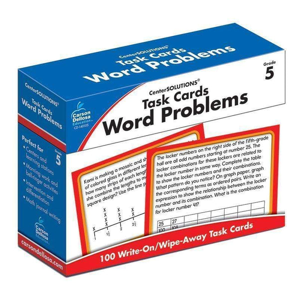 Learning Materials TASK CARDS WORD PROBLEMS GR 5 CARSON DELLOSA