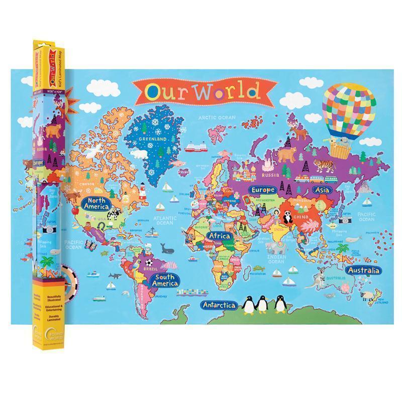 WORLD MAP FOR KIDS-Learning Materials-JadeMoghul Inc.