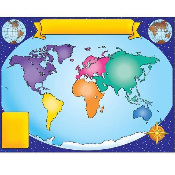 World Map Friendly Chart 17 X22