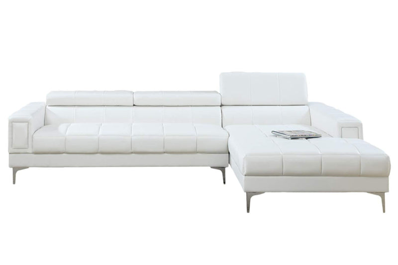 Leather 2 Piece Sectional Set In White-Sectional Sofas-White-Leather PlywoodPineMetal Leg Foam Fiber-JadeMoghul Inc.