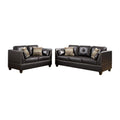 Leather 2 Piece Sofa Set In Espresso Brown-Sofas-Brown-Bonded Leather PlywoodSolid PinePlastic-JadeMoghul Inc.