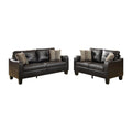 Leather 2 Piece Sofa Set With Cushioned Seat and Back In Espresso Brown-Sofas-Brown-Bonded Leather Particle Board Pine Wood-JadeMoghul Inc.