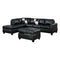 Leather 3 Piece Sectional Sofa With Ottoman In Black-Sofas-Black-HardwoodBonded Leather-JadeMoghul Inc.