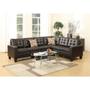 Leather 4 Pieces Sectional With Pillows In Espresso Brown-Sectional Sofas-Brown-Bonded Leather ParticleBoard Pine Wood Plastic Leg-JadeMoghul Inc.