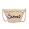 Tropical Vacation Style Women Letter Flower Design Straw Bucket Bag
