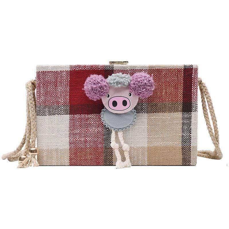 Unique Box Design Plain Print Cute Animal Decor Women Trendy Bag