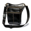 Leather Bags Vintage Men Casual Solid Color PU Leather Zipper Design Crossbody Bag TIY