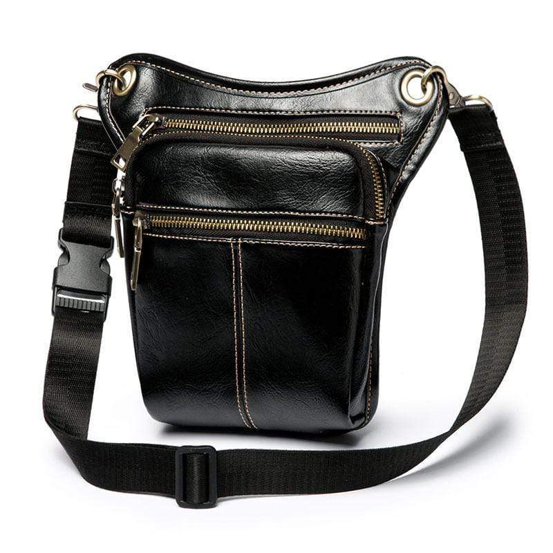 Leather Bags Vintage Men Casual Solid Color PU Leather Zipper Design Crossbody Bag TIY