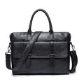 Leather Bags Vintage Men Fashion Classic Geometric Pattern Business PU Briefcase TIY