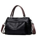Leather Bags Vintage Solid Color PU Stitching Design Large Capacity Leisure Duffle Bag TIY