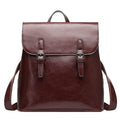 Young Women Outdoor Travel Wear Solid Color Genuine Leather Backpack