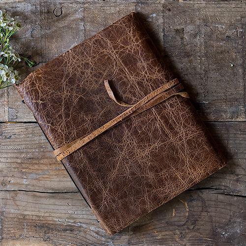Leather Bound Journal Rustic Style Guest Book Chocolate Brown (Pack of 1)-Wedding Reception Accessories-JadeMoghul Inc.