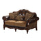 Leather & Fabric Upholstered Loveseat With Three Pillows, Brown-Sofas Sectionals & Loveseat-Brown-Wood, Leather & Fabric-JadeMoghul Inc.