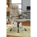 Leather Faced Executive High-Back Chair, Beige-Armchairs and Accent Chairs-BEIGE-VINYL-JadeMoghul Inc.