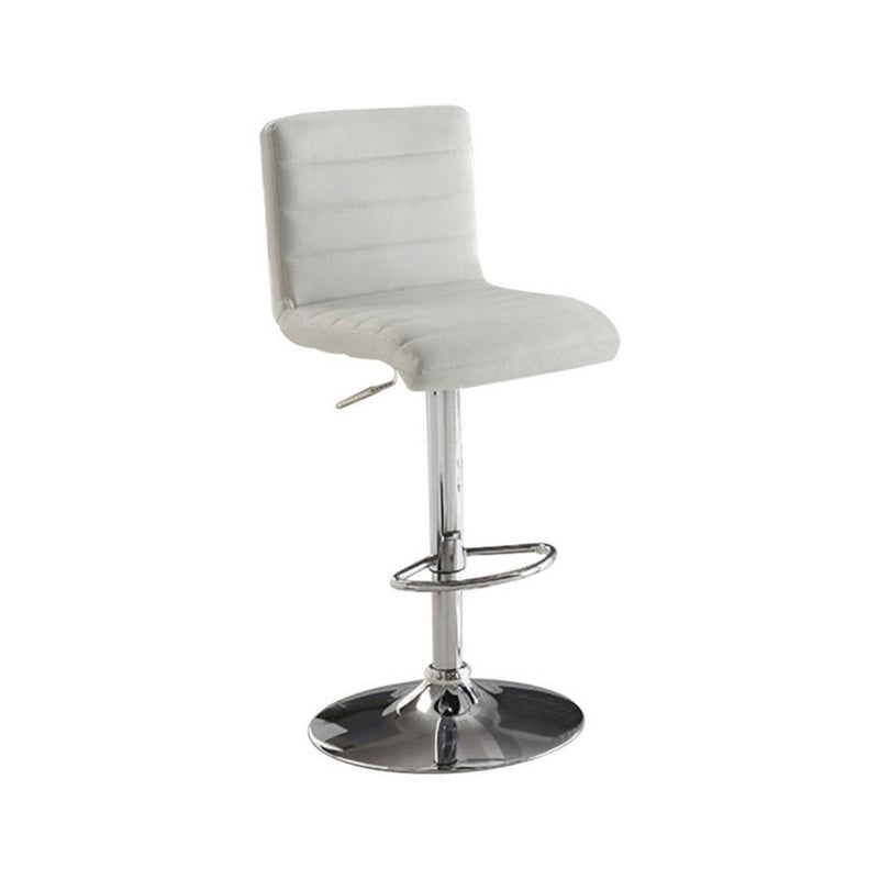 Leather & Metal Armless Bar Stool, White