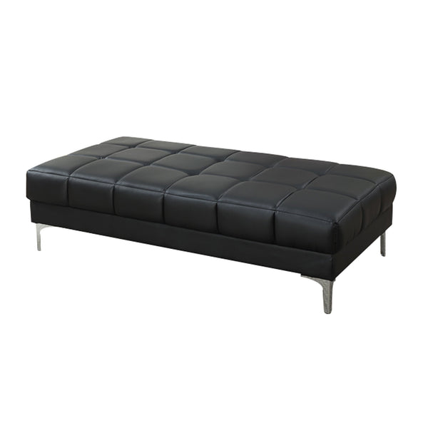 Leather Ottoman In Black