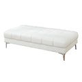 Leather Ottoman In White