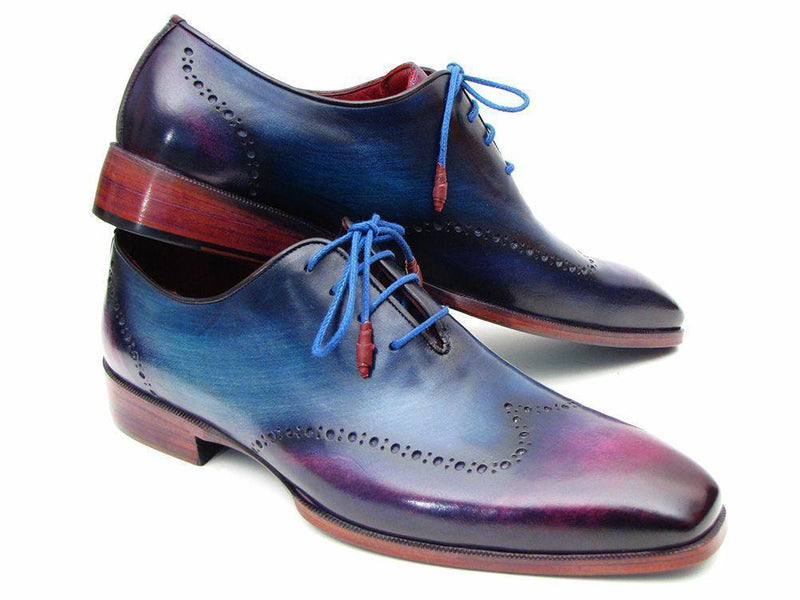Leather Shoes Paul Parkman (FREE Shipping) Blue & Purple Wingtip Oxfords PP