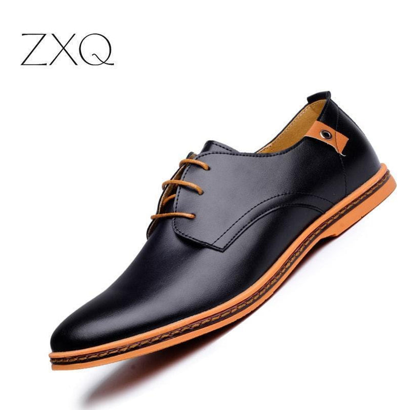 Leather Shoes / Round Toe Comfortable Office Men Dress Shoes-Black-6-JadeMoghul Inc.