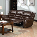 Leather Sofa With 2 Recliner, Dark Brown-Sofas-Dark Brown-Bonded Leather-JadeMoghul Inc.