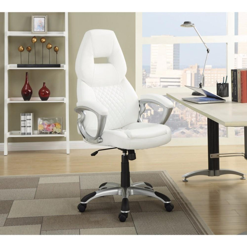 Leather, Sporty Executive High-Back Office Chair, White-Desks and Hutches-WHITE-JadeMoghul Inc.