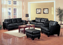 Leather Three Seat Sofa, Black-Sofas-Black-SOLIDWOOD-JadeMoghul Inc.