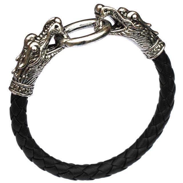 leather Tibetan silver men bracelet titanium fashion male vintage accessories parataxis dragon bracelet men jewelry 2025-BLACK-JadeMoghul Inc.