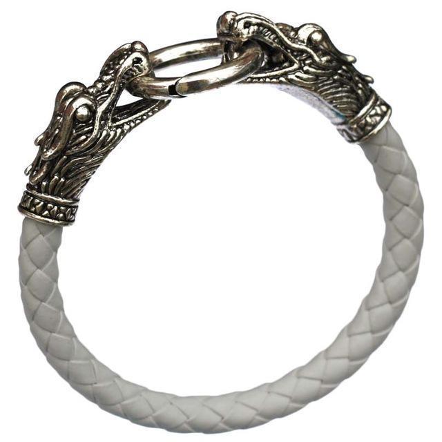 leather Tibetan silver men bracelet titanium fashion male vintage accessories parataxis dragon bracelet men jewelry 2025-WHITE-JadeMoghul Inc.