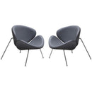 Leather Upholstered Accent Chairs with Angled Metal Legs, Set of Two, Gray and Chrome-Accent Chairs-Gray and Chrome-Metal and Faux Leather-JadeMoghul Inc.