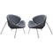 Leather Upholstered Accent Chairs with Angled Metal Legs, Set of Two, Gray and Chrome-Accent Chairs-Gray and Chrome-Metal and Faux Leather-JadeMoghul Inc.