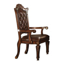 Leather Upholstered Arm Chair in Cherry Brown-Arm Chairs-Brown-Wood and Leather-JadeMoghul Inc.