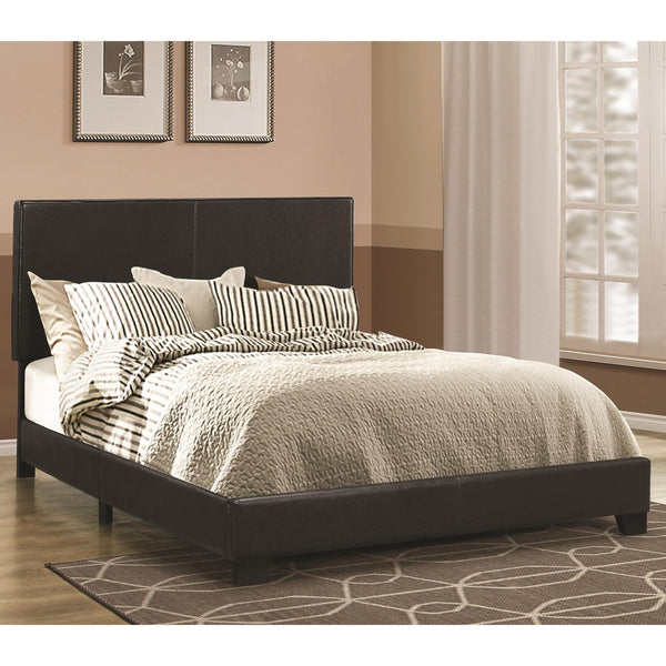 Leather Upholstered California King Size Platform Bed, Black-Bedroom Furniture-Black-Leather and Wood-JadeMoghul Inc.