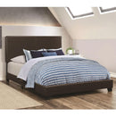Leather Upholstered California King Size Platform Bed, Brown-Bedroom Furniture-Brown-Leather and Wood-JadeMoghul Inc.