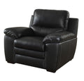 Leather Upholstered Chair With Cushioned Seat And Back, Black-Accent Chairs-Black-Leather And Wood-JadeMoghul Inc.
