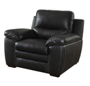 Leather Upholstered Chair With Cushioned Seat And Back, Black-Accent Chairs-Black-Leather And Wood-JadeMoghul Inc.