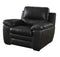 Leather Upholstered Chair With Cushioned Seat And Back, Black-Accent Chairs-Black-Leather And Wood-JadeMoghul Inc.