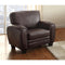 Leather Upholstered Chair With Tapered Feet, Dark Brown-Living Room Furniture-Brown-Leather wood-JadeMoghul Inc.