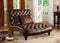 Leather Upholstered Chaise with 3 Pillows, Brown