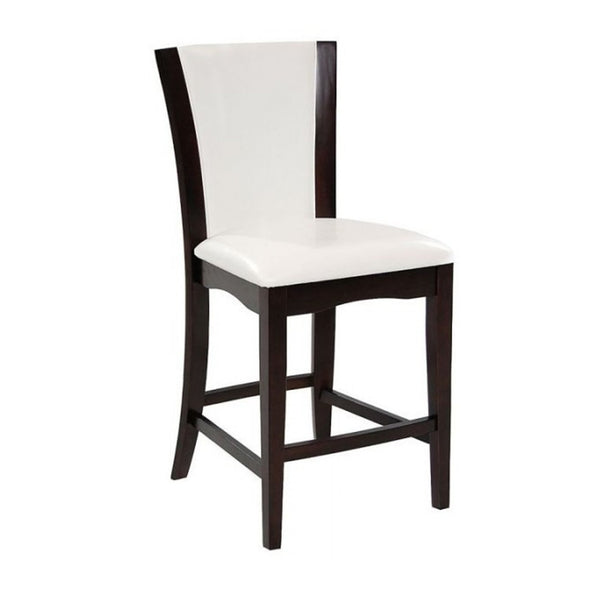 Leather Upholstered Counter Height Chair, Set Of 2, Brown and White-Accent Chairs-White and Brown-PU leather Wood-JadeMoghul Inc.