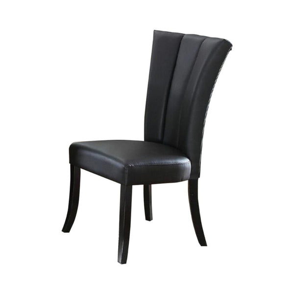 Leather Upholstered Dining Chair In Poplar Wood, Set Of 2,Black-Dining Chairs-Black-Faux Leather Poplar wood-JadeMoghul Inc.