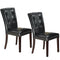 Leather Upholstered Dining Chair With Button Tufted Back Set Of 2 Black-Dining Chairs-Black-Faux leather Solid Rubber Wood S spring-JadeMoghul Inc.